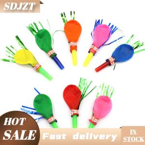 SDJZT 50 cái còi thổi đầy màu sắc rồng thổi với bóng bay cho trẻ em đồ dùng đồ chơi trang trí tiệc sinh nhật cho trẻ em