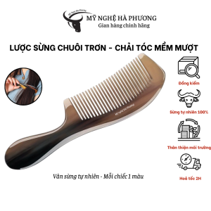 Lược sừng trơn cổ điển loại dày đẹp bền (size: L-20cm) bản lược to | Mỹ nghệ Hà Phương lược sừng chải tóc massage