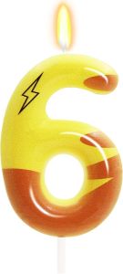 Lightning Print 3rd Birthday Candles for Boys Girls Yellow Pika Themed Cake Topper Cartoon Themed Birthday Party Decorations Supplies (Number 3)