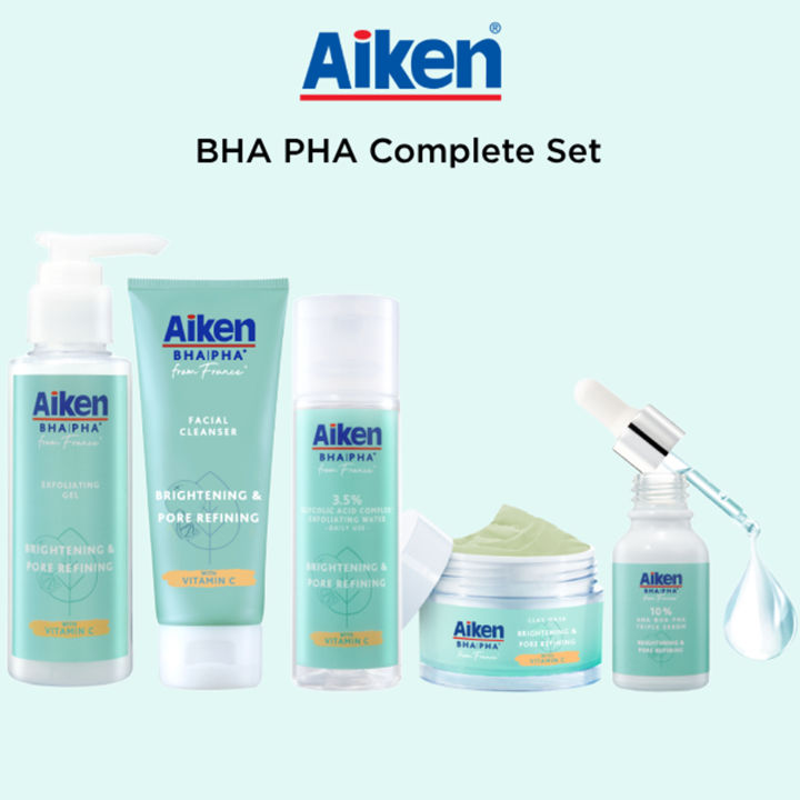 AIKEN BHA PHA Complete Set | Exfoliating Gel Cleanser Clay Mask ...