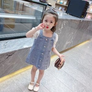 Dress For Kids Girl Girls Dress Baby Girl Summer Dress Girls Short Sleeve Denim Skirt Girls Dress Summer Fashionable Childrens