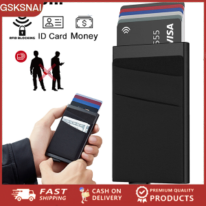 Rfid Credit Card Wallet With Elasticity Back Pouch Slim Pop Up Bank Metal Case Protector Aluminum ID Card Holder Pocket