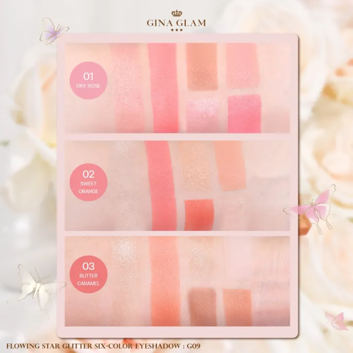 Gina Glam Flowing Star Glitter Six-Color Eyeshadow Palette – G09