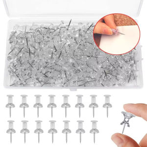 200PCS Basics Transparent Push Pins Tacks Clear Plastic Head Clear Plastic Head for Bulletin Board Maps Posters Office DIY