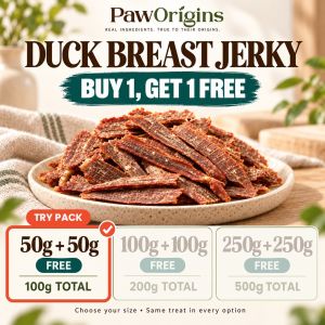 1 For 1 | 200G PawOrigins Dehydrated Duck Breast Jerky | Single Ingredient Air Dried Dog Treats Novel Protein [SG]