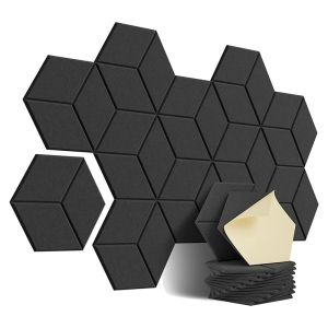 36 PCS Acoustic Foam Panels Hexagon Design Self-Adhesive Insulation Treatment Wall for Home Studio