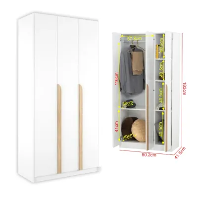 Livingmall Munich Series 1/2/3/4/5/6 Doors Soft Closing Wardrobe with Drawers & Top Cabinet