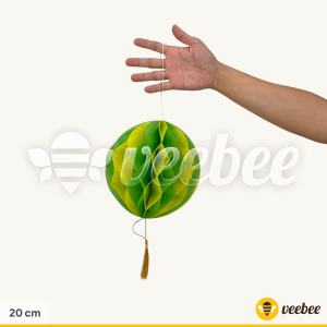 Lampion Lebaran Honeycomb Hijau Kuning | Dekorasi Ramadhan Idul Fitri Tassel