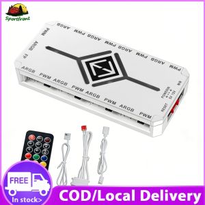 RGB Fan Hub Adapter 1 to 9 Ports with PWM and Magnetic Suction for Gaming and PC Enthusiasts