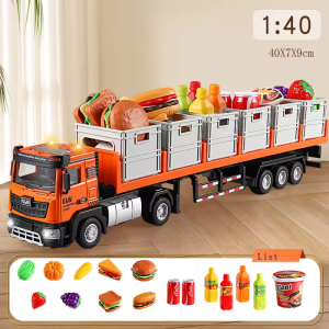 Simulation City Food Transport Vehicle Cargo Truck Alloy Play Educational Toys Diecast Construction For Kids