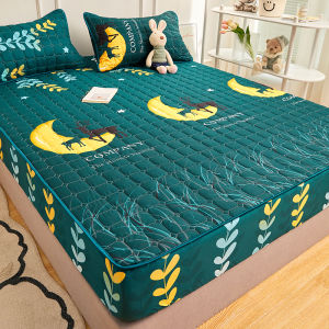 Quilted Cotton Mattress Protector Cover Fitted Bedsheet Flower Bedding Cover Sheet Pillowcase Single/Double/Full/Queen/King Cotton