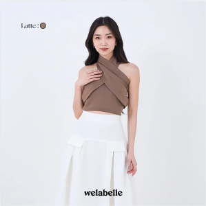 Welabelle Giselle Cross Halter Crop Top Wanita | Atasan Halter Pesta Summer (T85)