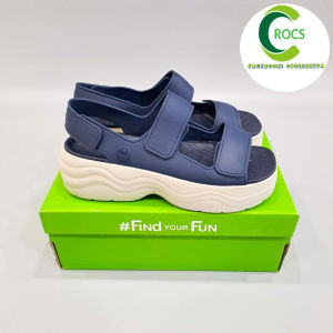 DÉP SANDAL ĐẾ XUỒNG 5 CM CHỐNG HÔI CHÂN CROCS BLOOKLYN SKY LINE CHO  NỮ