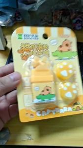 1/2Set Capybara Cute Cat Paw Roller Colorful Rectangle Eraser Rubber Students Stationery Kids Gifts School Office Correction Supplies eraser