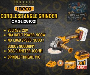INGCO CORDLESS ANGLE GRINDER | CAGLI261021 | TOOLS R TOYS | ING-CORDLESS