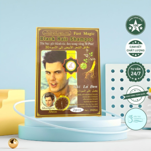 Dầu Gội Phủ Bạc Nhuộm Đen Tóc ( Gội Là Đen) Fast Magic Black Hair Shampoo Nhân Sâm - Hộp 2 Gói