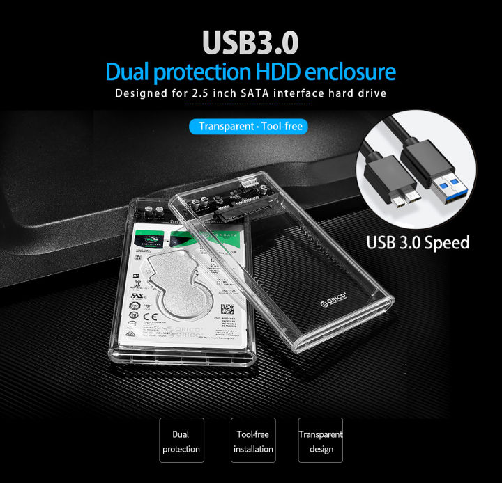 Case HDD Eksternal Casing Orico Transparan Hardisk Enclosure