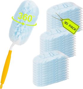 30 Count Duster Refills 360 Heavy Duty Duster Refills Compatible with Swiffer Dusters for Cleaning Home Office Furniture (30 Count+1 Handle)