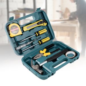 JE.ID Alat Perkakas Tukang Lengkap 1 Set Komplit Tools Set Obeng Plus Minus Tang Palu Meteran Cutter Screwdriver 9 pcs in 1 Peralatan Service Maintance Perangkat Perbaikan Rumah