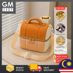 GMSHOP Small/Big Cute Toast Bread Cosmetic Makeup Bag Storage Tote Bag Portable Cross Body Large Capacity Fashion Camera Bag Beg Roti Serbaguna