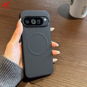 Business Carbon Fiber Case for Google Pixel 9A 9 10 Pro XL Magnetic Wireless Charging Hard Cover for Google 8A 8 Pro