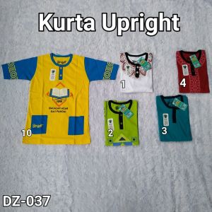 UPRIGHT KOKO KURTA KAOS LENGAN 3/4 ANAK COWOK 2-10TH BAJU ATASAN MUSLIM BAHAN KATUN COMBAD 24S DZ-037