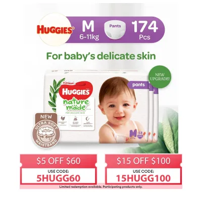 Huggies Platinum Naturemade Pants M Case 58s x3