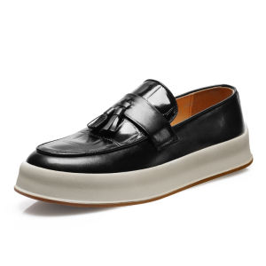 BIZOT รองเท้าโลฟเฟอร์สำหรับผู้ชายหนังแท้พรีเมียมรองเท้าสำนักงานสำหรับงานแต่งงานรองเท้าสลิปออนลำลองพื้นรองเท้าหนา