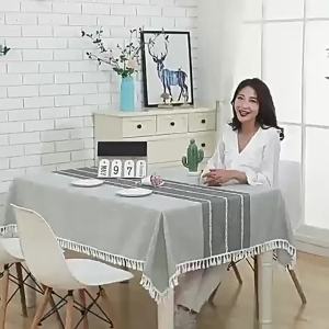 Cotton and Linen Oval Tablecloth Tea Table Striped Tablecloth Lace Coffee Tea Table Cloth Modern Nordic Table Cover Decoration2026