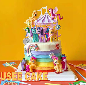 12 Pcs set My Little Pony Cake Toppers PVC Action Figures Kids Birthday Gift