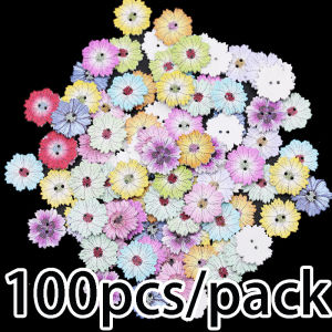 (100 Pieces/pack) 2cm 2-hole Chrysanthemum Button Retro Wooden Ethnic Style Atmosphere Clothing Accessories Decoration Home DIY