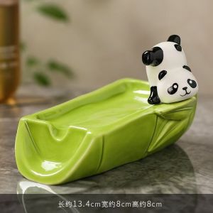 Ceramic Panda Soap Dish Holder Drain Portable Home Bathroom Hotel Soap Box Tray Bathroom Accessories Crafts Gift