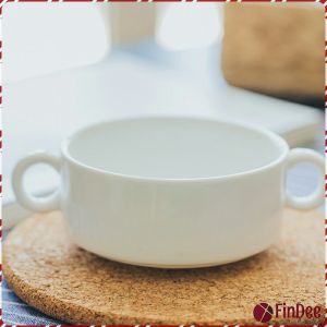 FinDee ถ้วยซุป เซรามิกส์ ชามซุป ถ้วยโจ๊ค มีหูจับทั้งสองด้านสีสันสะดุดตา ชามซุปเซรามิก เครื่องใช้บนโต๊ะอาหาร Soup cup