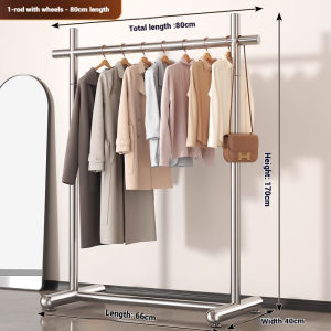 SPACEMADER Drying Rack Stainless Steel Clothes Rack Double Rod Movable Clothes Rack Heavy Duty Sampayan