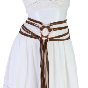 Thắt lưng eo có thể điều chỉnh giả da Dây thắt lưng tua trang trí dây đeo thắt lưng ban nhạc Ith an toàn kim loại đóng cửa