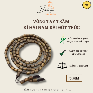 Vòng tay trầm hương Kì Hải Nam đốt trúc dài đeo cổ đeo tay 4 vòng hạt 5 li thơm mạnh 039