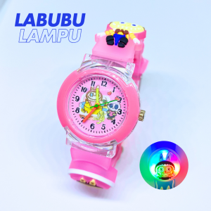 Jam Tangan Anak Karakter Labubu Lucu Dengan Tali Lampu LED - Desain Monster Labubu Tali Silikon