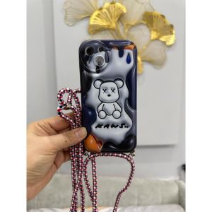 0014 VVV CASE SLING GAMBAR 3D for OPPO A3 A3X A60 A17 A18 A38 A57 A77S A31 A8 A33 A53 A15 A15S RENO 11F casing lanyard tali selempang bear pocha cookies space