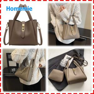 Womens Crossbody Bag Solid Leather Bucket Bag for Daily Use and Travel Elegant Shoulder Bag with Multiple Compartments