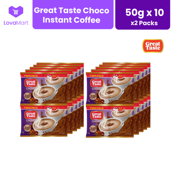 2 x Great Taste Choco Twin Pack Sachets 3-in-1 Coffee 50g x 10s