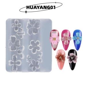 HUAYANG01 [HOT FASHION] 1 3Pcs Lily Flowers Nail Carving Mold 3D Silicone Hawaii Hibiscus Flowers Petals Modeling Templates Clear Nail Tools