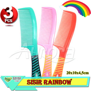 10Rb/3Pcs Sisir Rambut Raibow Panjang 20cm Sisir Garis Pelangi-Aurora Store(COD)