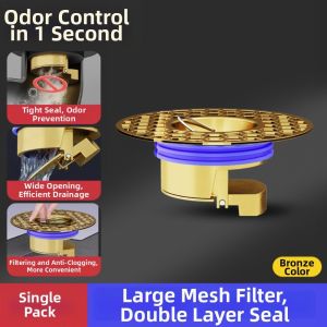 CHLOCH Có thể tháo rời Lõi thoát nước sàn Sự đóng lại do trọng lực Vòng đệm silicon Nút xả nước  Bộ lọc tổ ong Bộ lọc lõi thoát nước