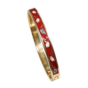 CIEGGG Enamel Vintage Cloisonne Bangle Traditional Colorful Tulip Flower Bangle Elegant Ethnic Womens Hand Bracelet Ladies