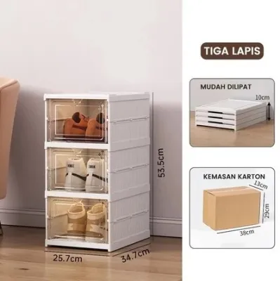 Rak Sepatu Lipat Kotak Sepatu Transparant Multifunction Foldable Box