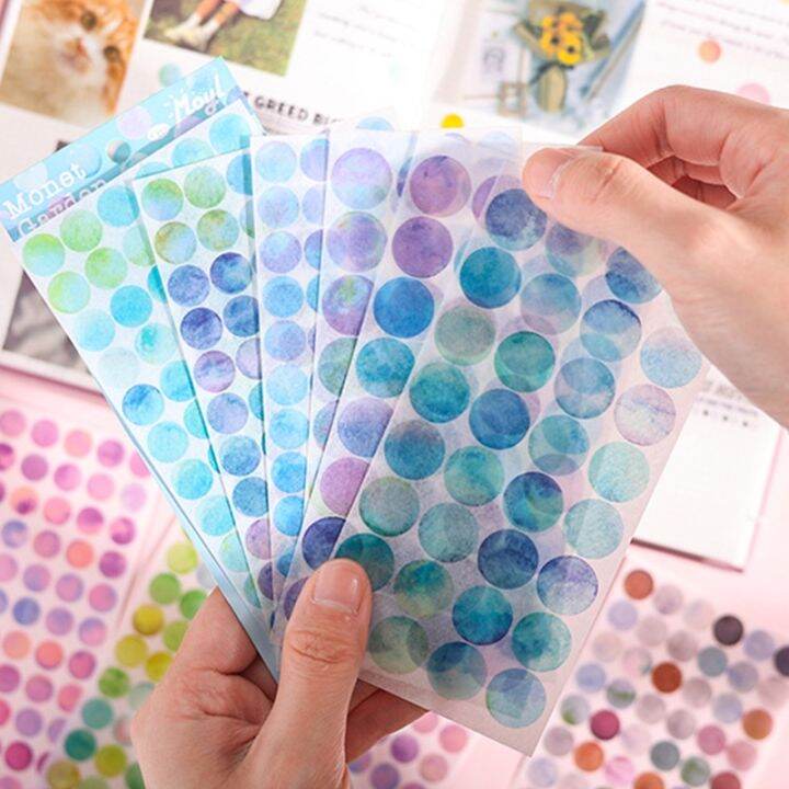 Sheets Morandi Color Monet Garden Series Round Dot Stickers Classical