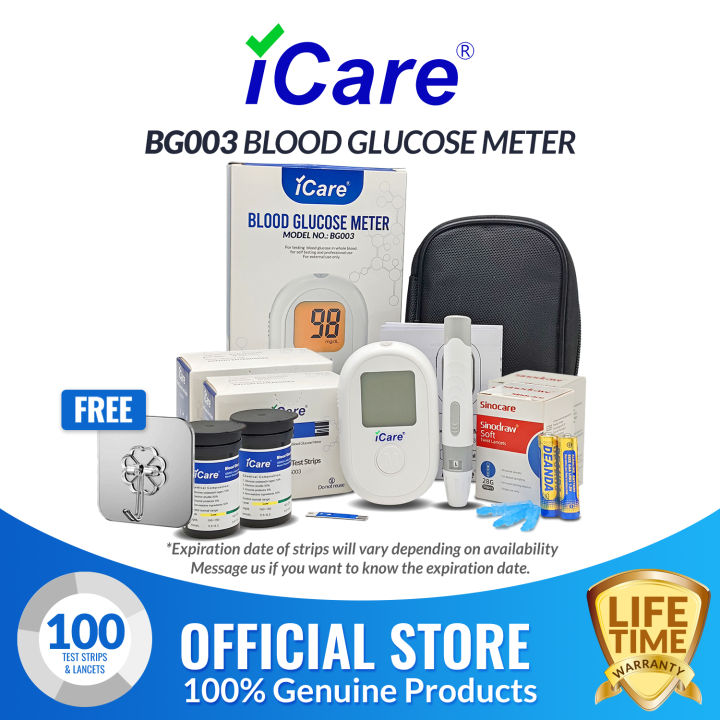 iCare BG003 Blood Glucose Monitor Complete set + 100pcs Test Strips & 100pcs Lancet