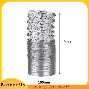 Butterfly 4inch Aluminum Ventilator Pipe Air Ventilation Hose Flexible Exhaust Duct 1.5M