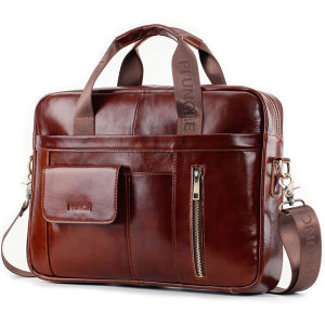 PIUNLCE Genuine Leather Mens Briefcase Backpack 14 Laptop Handbags For Work Computer Bags For Men Vintage Cowhide Crossbody Documents Laptop Business Bag Big Male Tote Crossbody Travel Messenger Shoulder Bags Brown Leather Casual Handbags Office Bags
