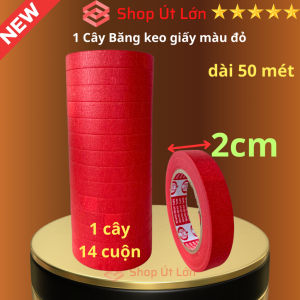 Băng keo giấy màu đỏ rộng 2cm dài 50 mét lõi giấy 3mm 1 cây 14 cuộn giá tại xưởng